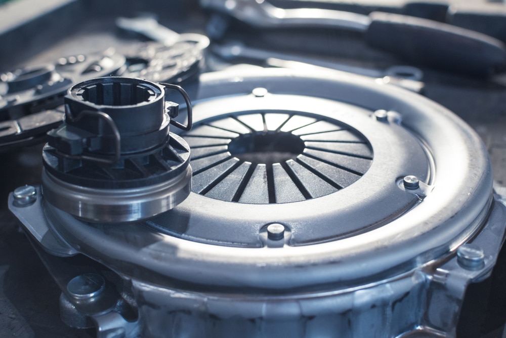 new clutch kit in a car service before installation on a car.